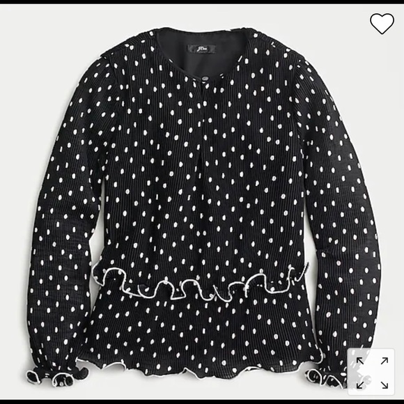 New With Tags J Crew Ruffle-trim Pleated Peplum Top in Polka Dot in Medium - Picture 1 of 1